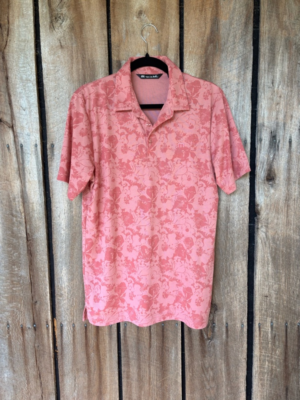 TravisMathew‎ Pink Floral Golf Polo Shirt Medium